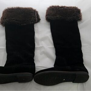 Sam Edelman Black Over the Knee Boots with Brown Fur